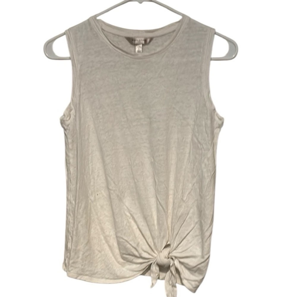Banana Republic 100% Linen White Sleeveless Tie-Front Muscle Tank Top | NWOT